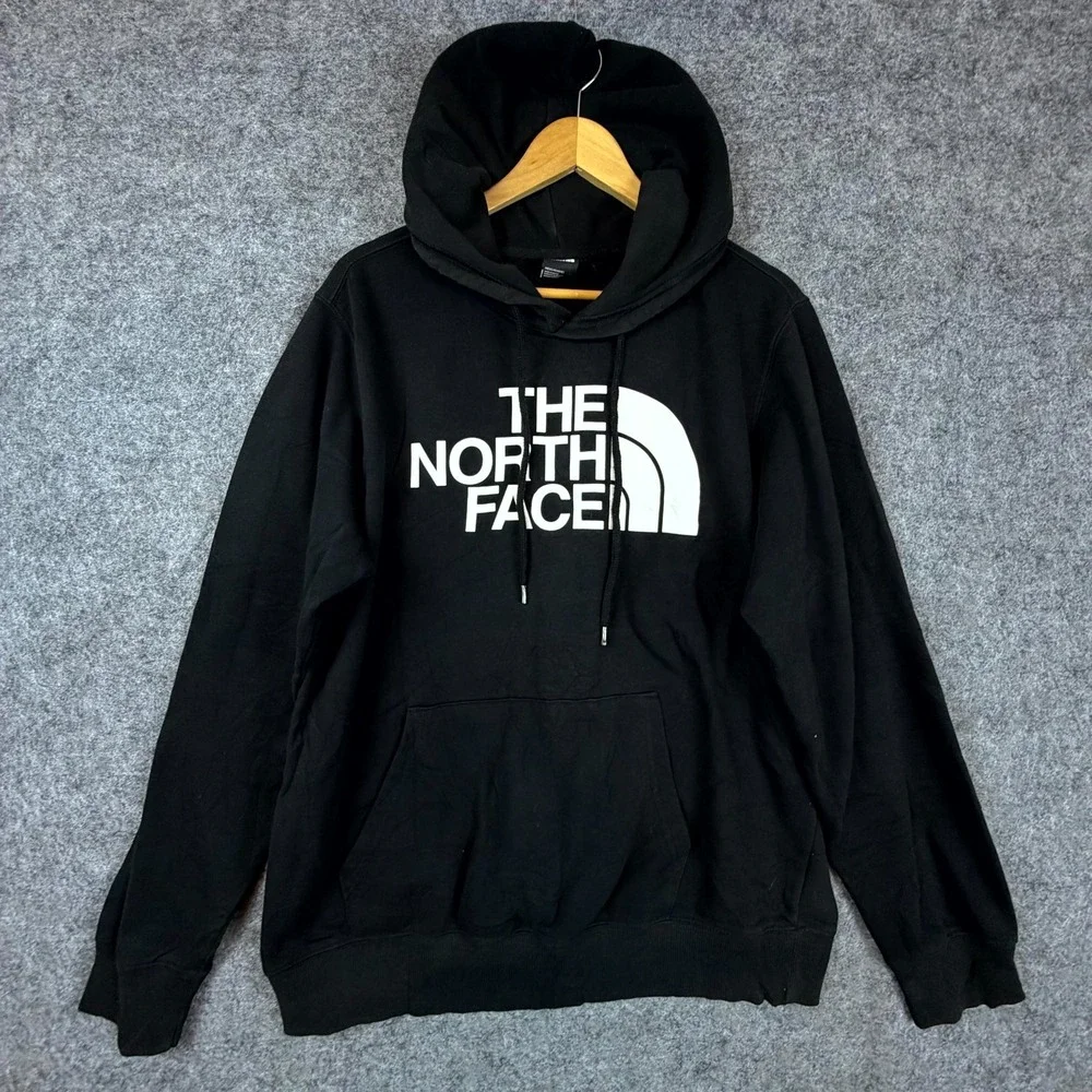The North Face Hoodie Mens Large Black White Graphic Print Kangaroo Pockets - Picture 1 of 7